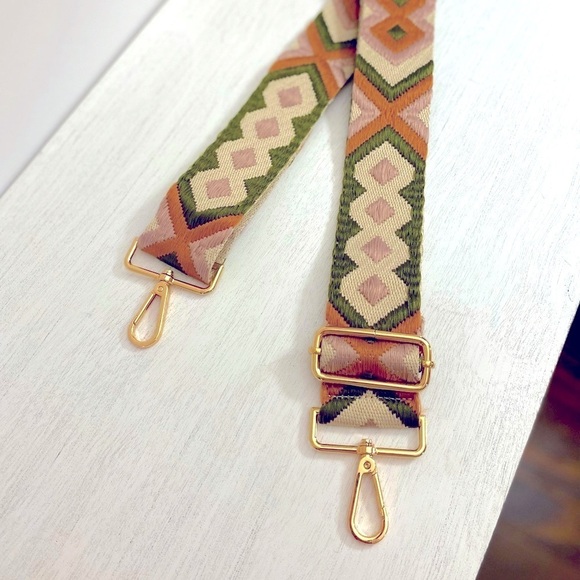 BRAND NEW! Olive-Brown Geo Crossbody Strap💚💗 ~BAG NOT INCLUDED!~ - Picture 2 of 7